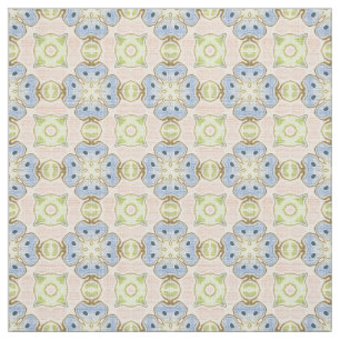 Pastel Grönt Rosa Blue Cute Nouveau Mosaic Mönster Tyg