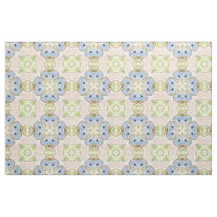 Pastel Grönt Rosa Blue Cute Nouveau Mosaic Mönster Tyg