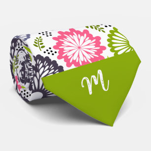 Pastel grönt rosa teal blommor Vintage Monogram Slips