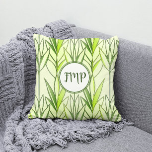Pastel Grönt Tropical Foliage Nature Deco Mönster Kudde