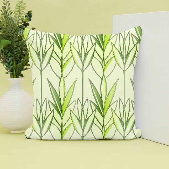 Pastel Grönt Tropical Foliage Nature Deco Mönster Kudde (Skapare uppladdad)