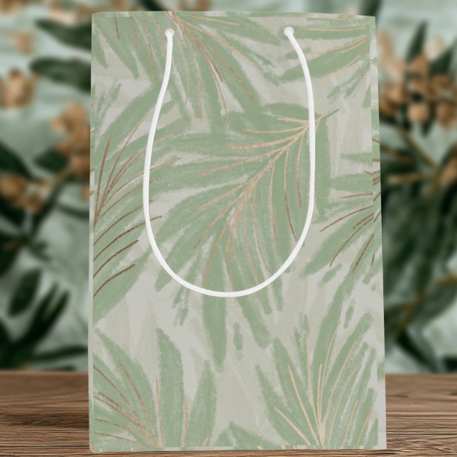 Pastel Grönt Tropical Handflatan Träd Helgdag (Green Pastel Palm Tree Gift Bag)