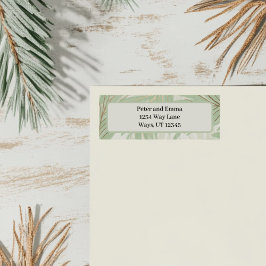 Pastel Grönt Tropical Handflatan Träd Helgdag Returadress Etikett