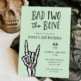 Pastel Grönt två Bone 2:a födelsedagen Party Inbjudningar