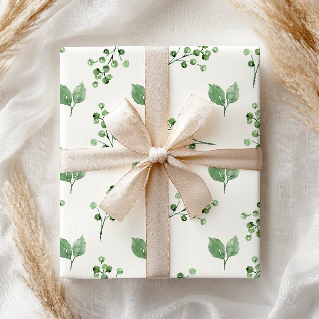 Pastel Grönt Vår Löv Blommigt Presentpapper (Skapare uppladdad)