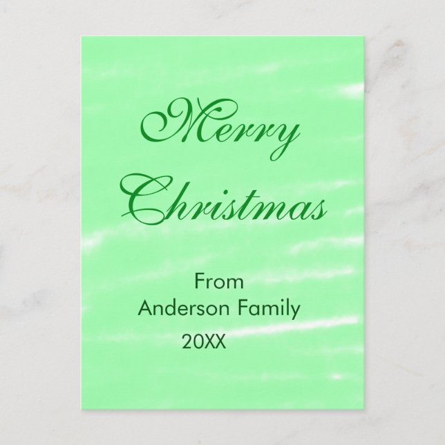 Pastel grönt vattencolor god jul modern boh vykort (Framsida)