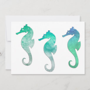 Pastel Grönt Watercolor Seahorse Inbjudningar