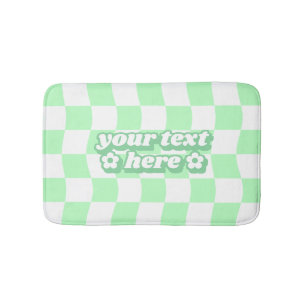 Pastel Grönt White Checkerboard Mönster Slogan Badrumsmatta
