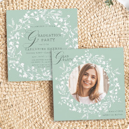Pastel Grönt White Wildblomme WAN Studenten Inbjudningar