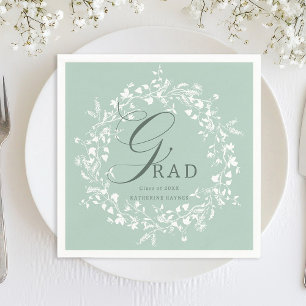 Pastel Grönt White Wildblomme WAN Studenten Pappersservett
