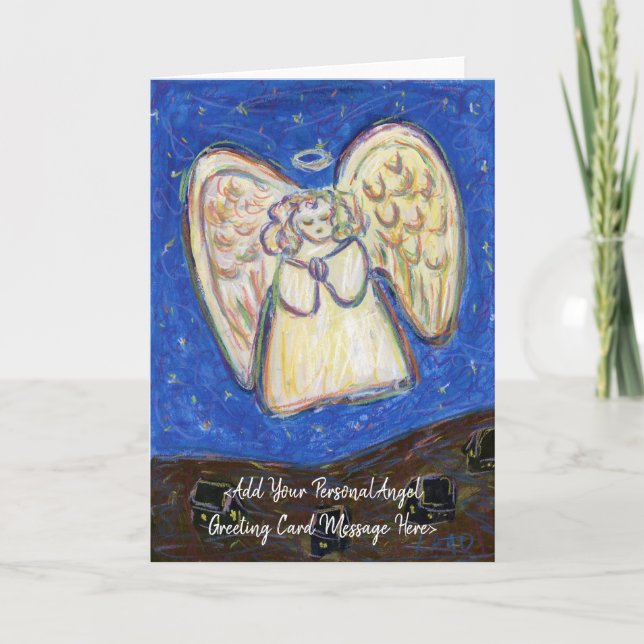 Pastel Guardian Angel Art Anpassningsbar Note Card Helgkort (Framsida)