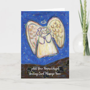 Pastel Guardian Angel Art Anpassningsbar Note Card Helgkort