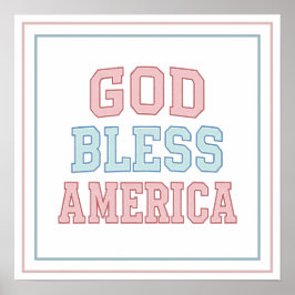 Pastel Gud Välsigne Amerika Collegiate Fetstil Try Poster