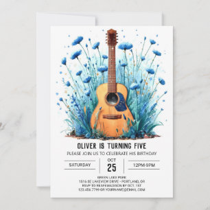 Pastel Guitar Boy Birthday Inbjudningar