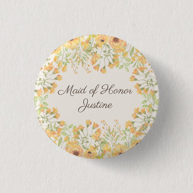 Pastel Gula blommor Maid of honor Knapp (Framsida)