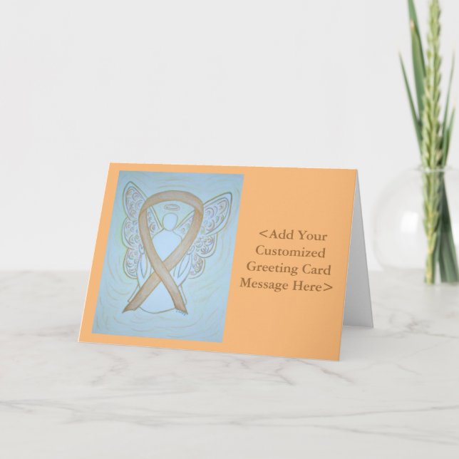 Pastel Guld Awareness Ribbon Angel Cards Kort (Framsida)