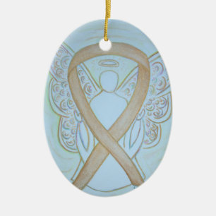 Pastel Guld Awareness Ribbon Angel Ornament