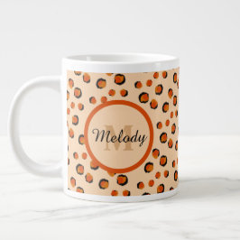 Pastel & Guld cheetah Animal Print Monogram Jumbo Mugg