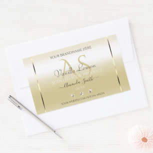 Pastel Guld Cream Produktetiketter Diamonds Initia Rektangulärt Klistermärke
