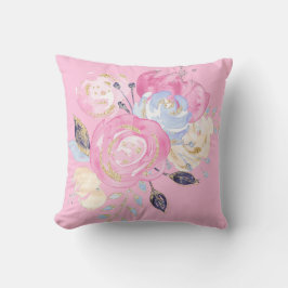Pastel Guld Glitter Flowers Kudde