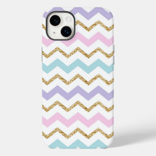 Pastel Guld Glitter Zigzag Mönster
