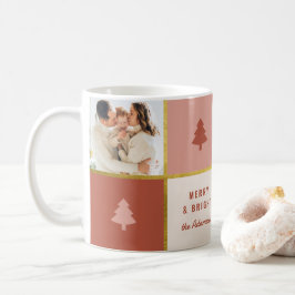 Pastel & Guld Julgran 3 Photo Collage Kaffemugg