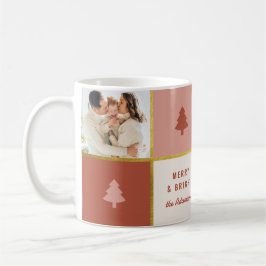 Pastel & Guld Julgran 3 Photo Collage Kaffemugg