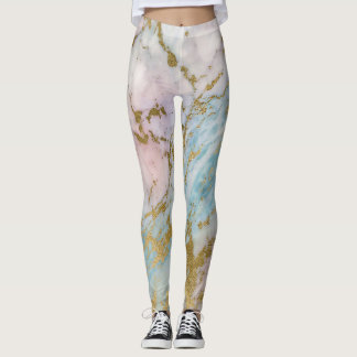 PASTEL Guld Marble Abstrakt ACTIVE LEGGINGS