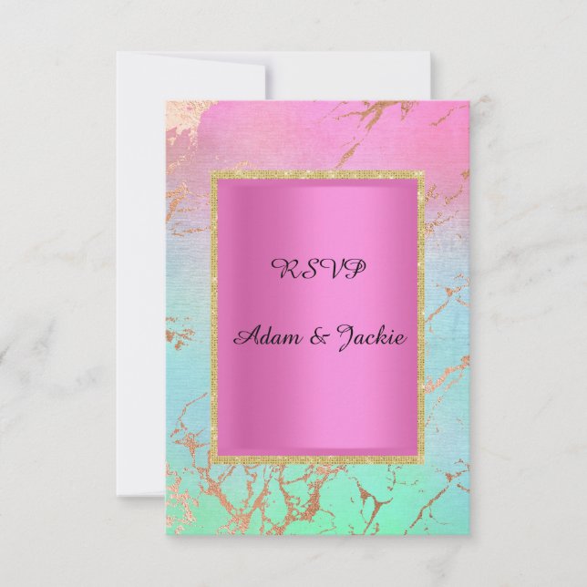 Pastel guld rosa marble ELEGANT CLASSY osa Inbjudningar (Framsida)