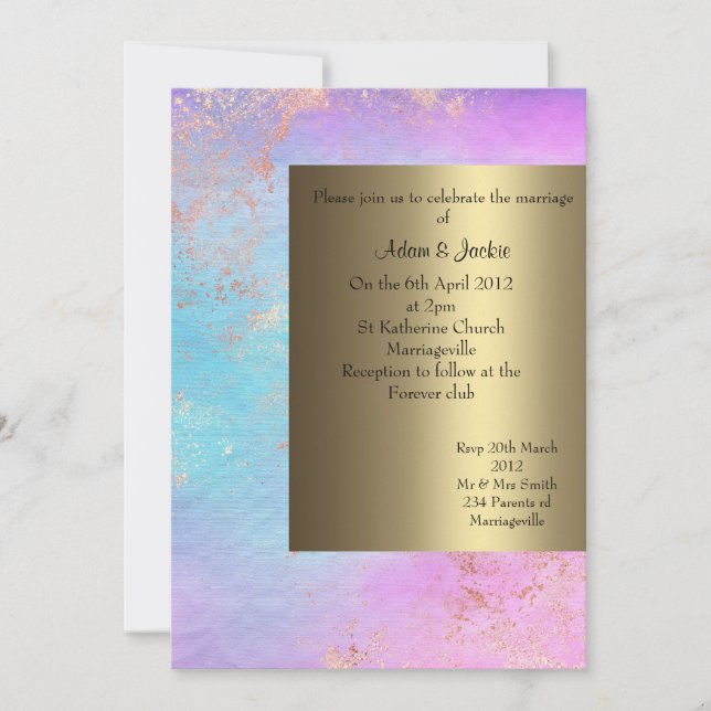 PASTEL GULD WEDDING INVIDING NEW INBJUDNINGAR (Framsida)