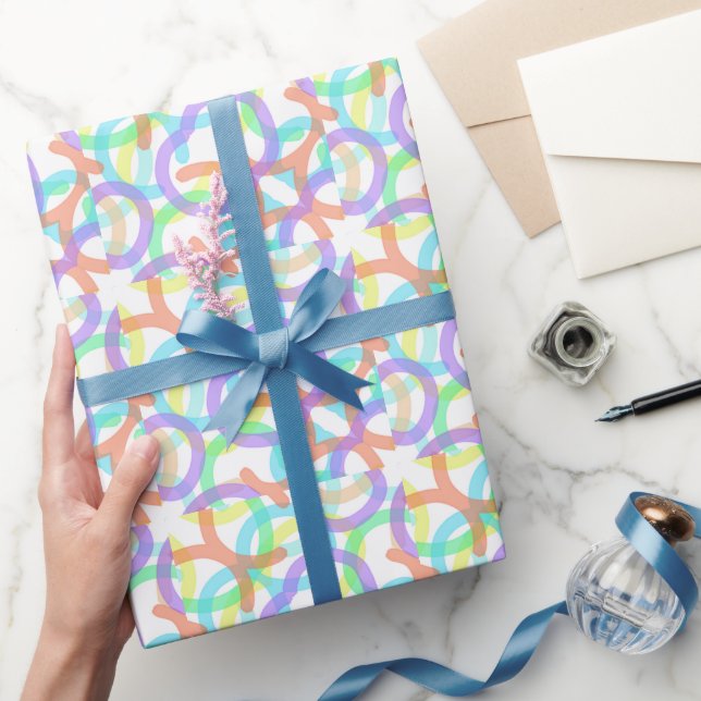 Pastel Gult Blue Rosa Abstrakt Art Lycklig Vibes Presentpapper (Gifting)