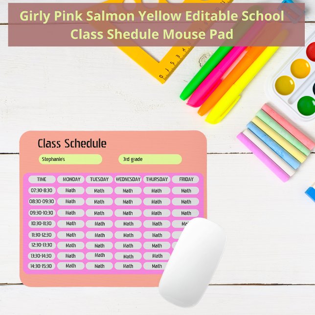Pastel Gult Cute Girly Class Schema Musmatta (Skapare uppladdad)