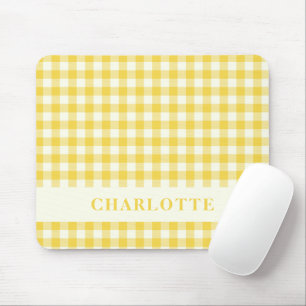 Pastel Gult Gingham Buffalo Check Play Namn Musmatta