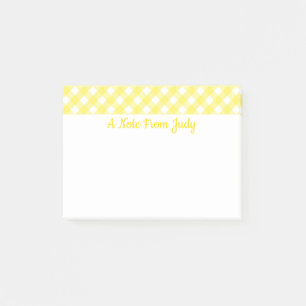 Pastel Gult Gingham Mönster Post-it Notes Block