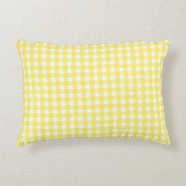 Pastel Gult Gingham Mönster Prydnadskudde