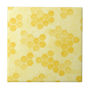 Pastel Gult Honeycomb Mönster Kakelplatta