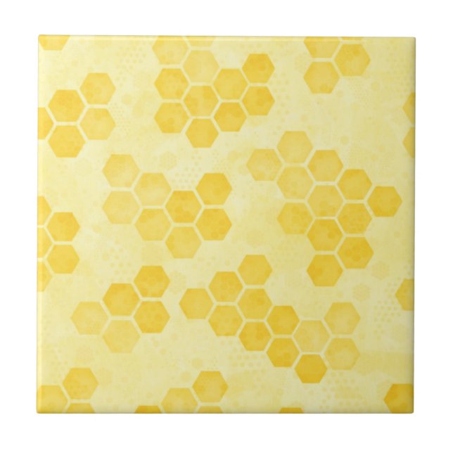 Pastel Gult Honeycomb Mönster Kakelplatta (Framsidan)