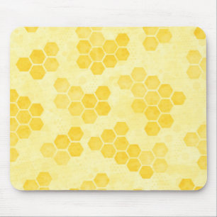 Pastel Gult Honeycomb Mönster Musmatta