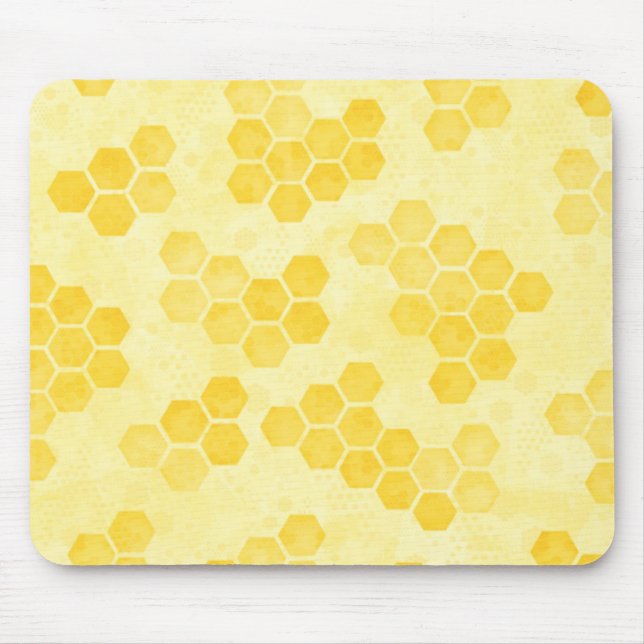 Pastel Gult Honeycomb Mönster Musmatta (Framsidan)