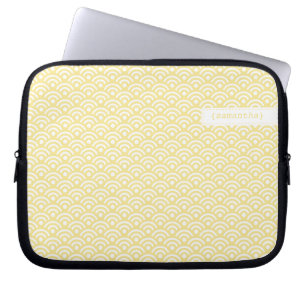 Pastel Gult Japanska Seigaiha Mönster Laptop Fodral