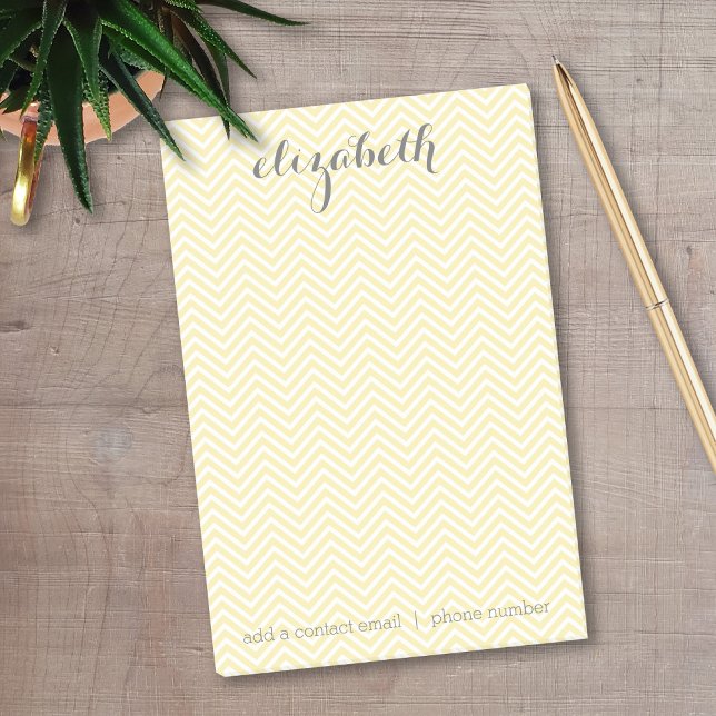 Pastel Gult och Grått Stationery Suite for Women Post-it Block (Personalized Post-It Notes - Add your name and contact information)