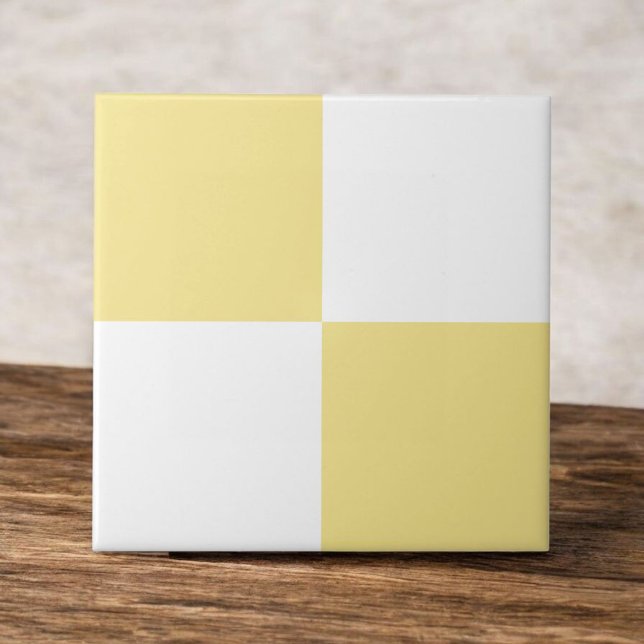 Pastel Gult och White Checkerboard Modern Kakelplatta (Skapare uppladdad)
