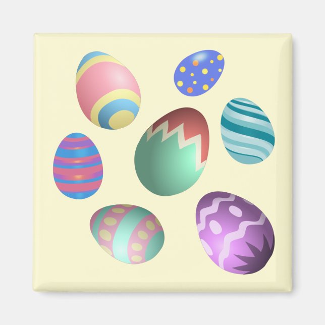 Pastel Gult Påskägg Påsk Party Egg Hunt Roligt Magnet (Framsidan)