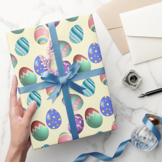 Pastel Gult Påskägg Påsk Party Egg Hunt Roligt Presentpapper (Gåvor)