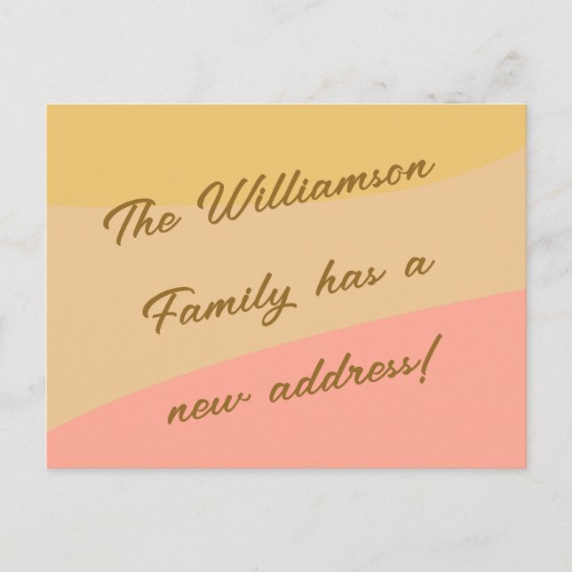 Pastel Gult Peach Abstrakt Retro-Vi har flyttat Vykort (Framsida)