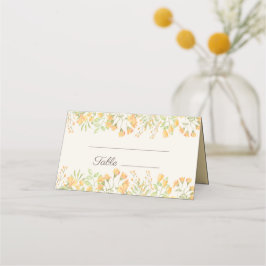 Pastel Gult Watercolor Blommigt Bröllopsmottagning Placeringskort