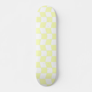 Pastel Gult White Geometric Checker Mönster Mini Skateboard Bräda 18,5 Cm