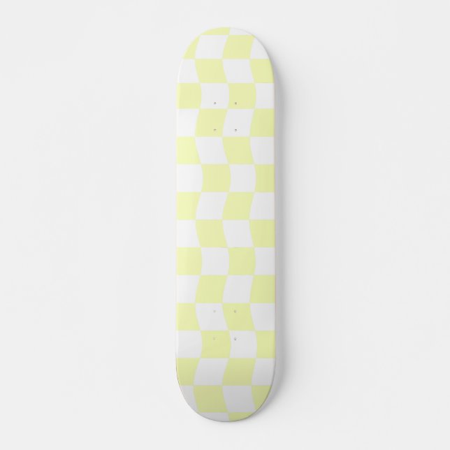 Pastel Gult White Geometric Checker Mönster Mini Skateboard Bräda 18,5 Cm (Framsida)