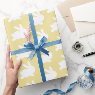 Pastel Gult White Påskhare Mönster Gift Presentpapper