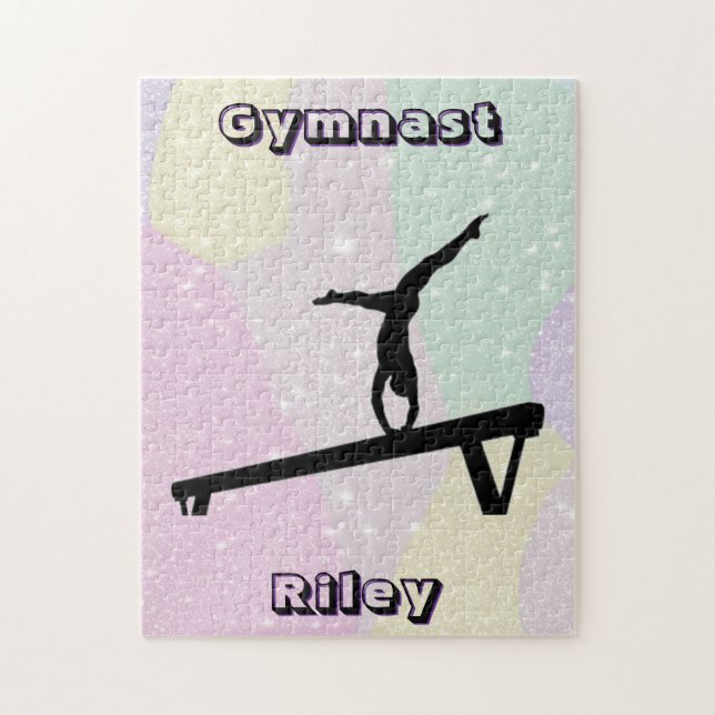 Pastel Gymnast Balance Beam Silhouette Pussel (Vertikal)